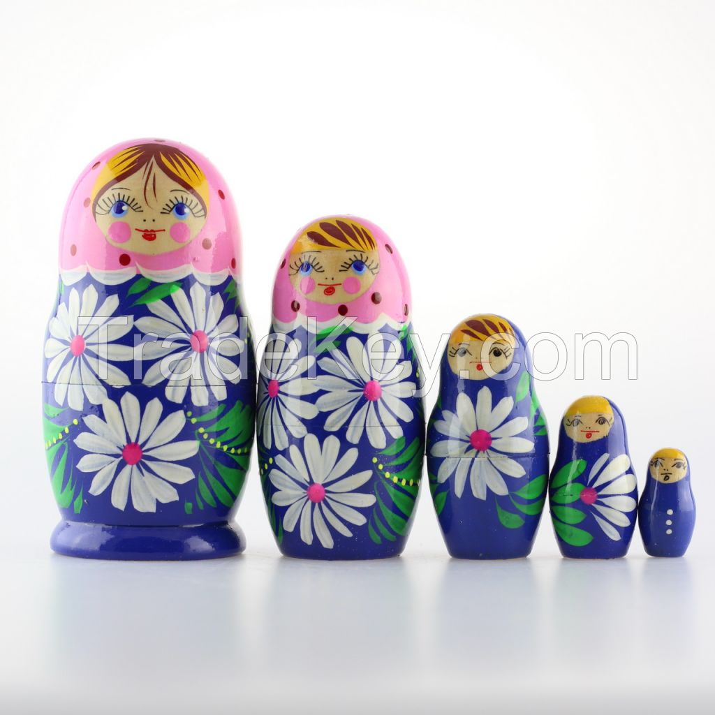 Voznesensk Matryoshka souvenir nesting doll, 5 nests, 10.5 cm, mix