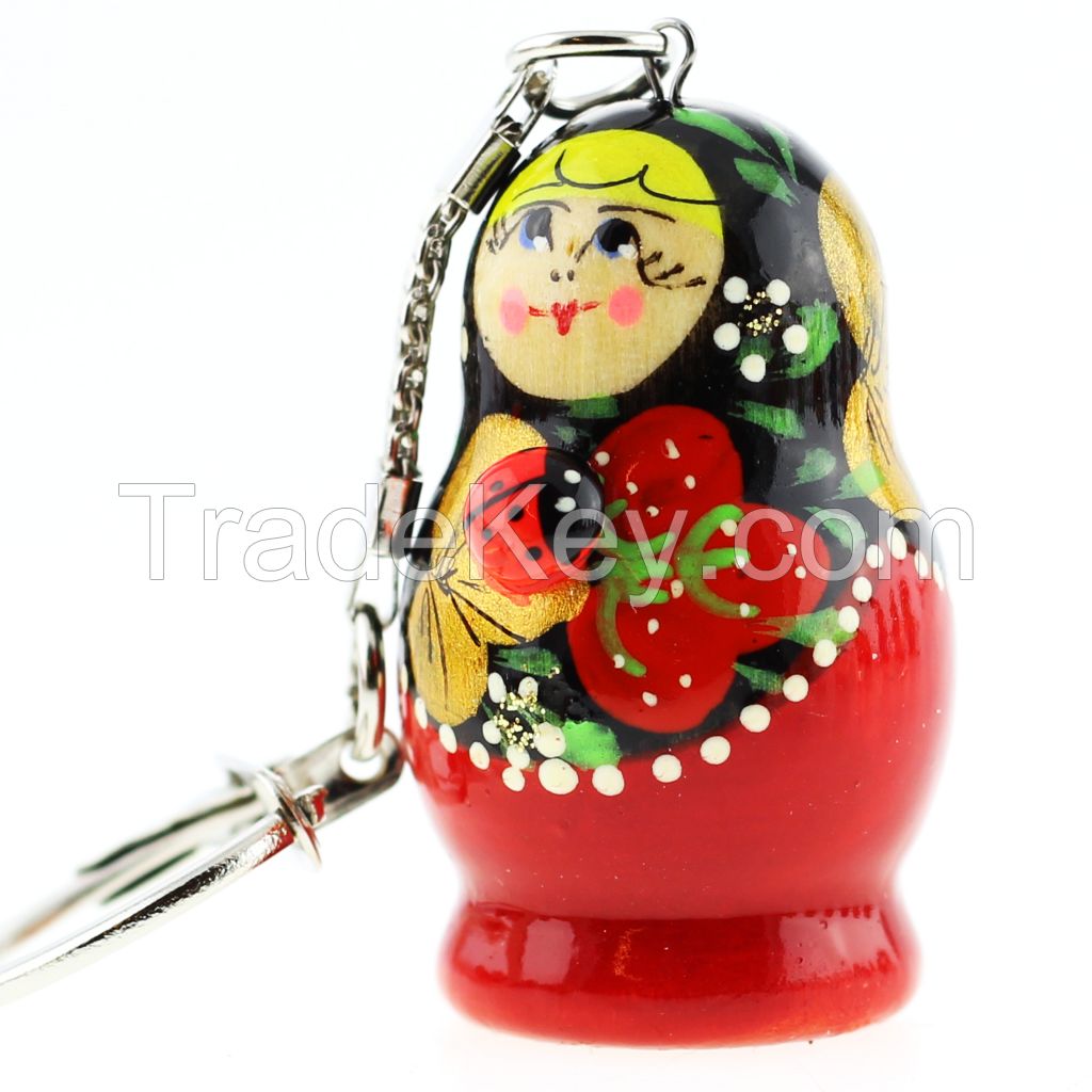 Matryoshka keychain, nesting doll key chain, wooden keychain, mix