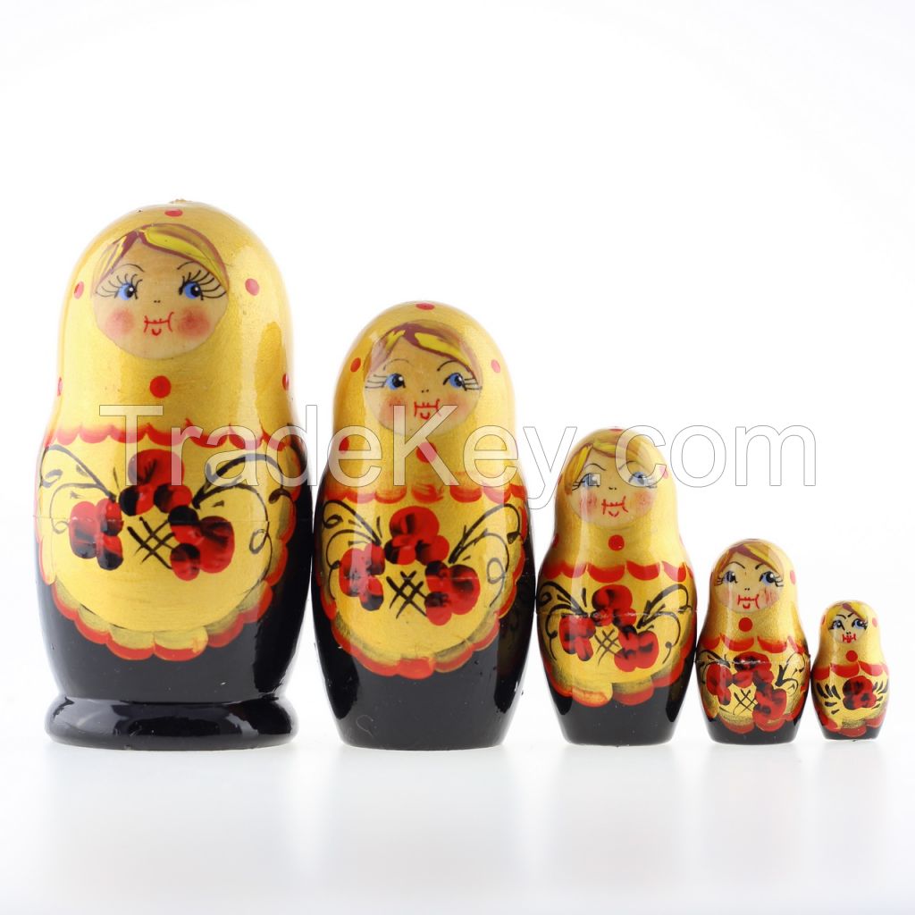 Voznesensk Matryoshka souvenir nesting doll, 5 nests, 10.5 cm, mix