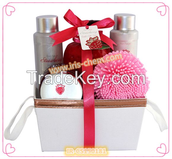 2015 hot selling strawberry fragance canvas bath set -- IR-CS150181