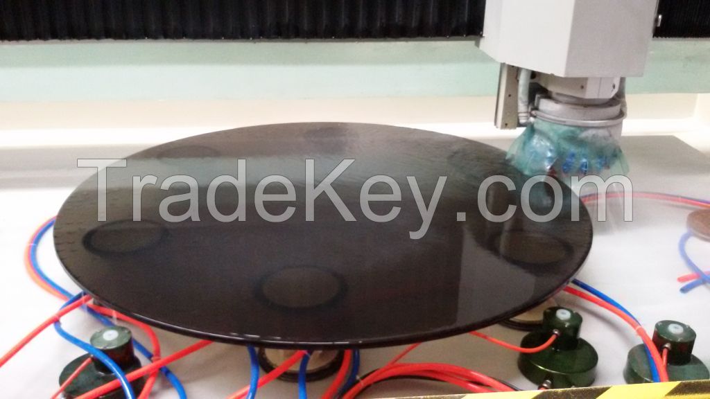 3/8 inch thick black round tempered glass