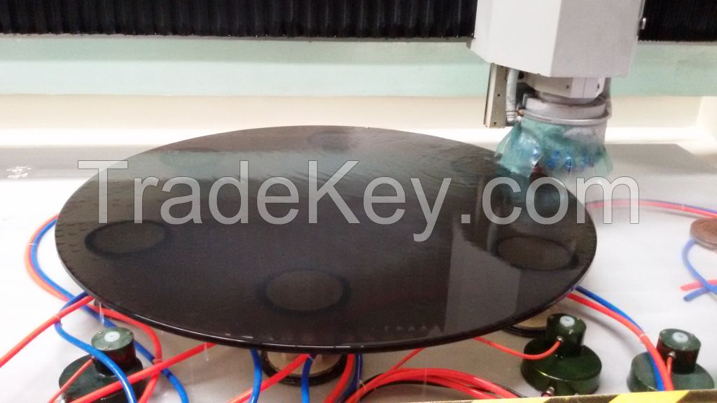 3/8 inch thick black round tempered glass