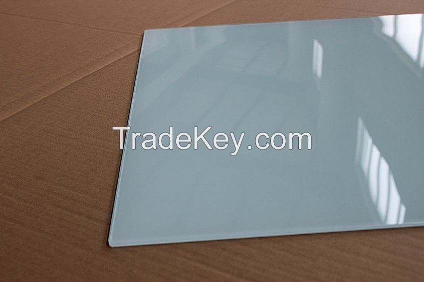 10MM white printing   tempered glass as meeting table