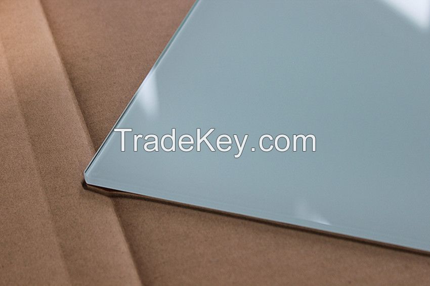 10MM white  printing  tempered glass as  dining  table top glass
