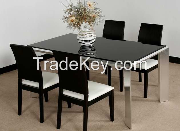 10MM black printing  tempered glass as dining  table glass