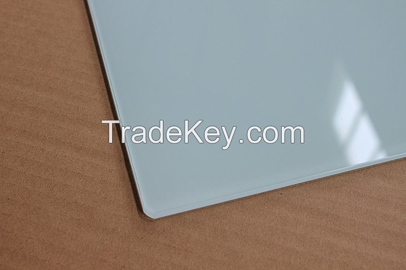 10MM white  printing  tempered glass as  dining  table top glass