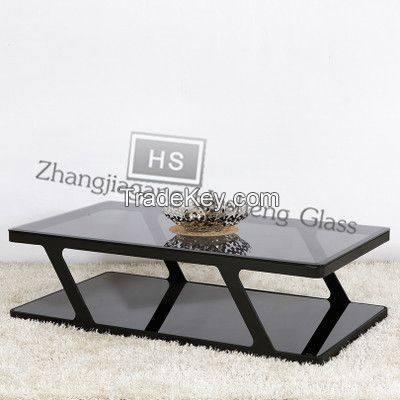 10MM black tempered glass as sofa table top