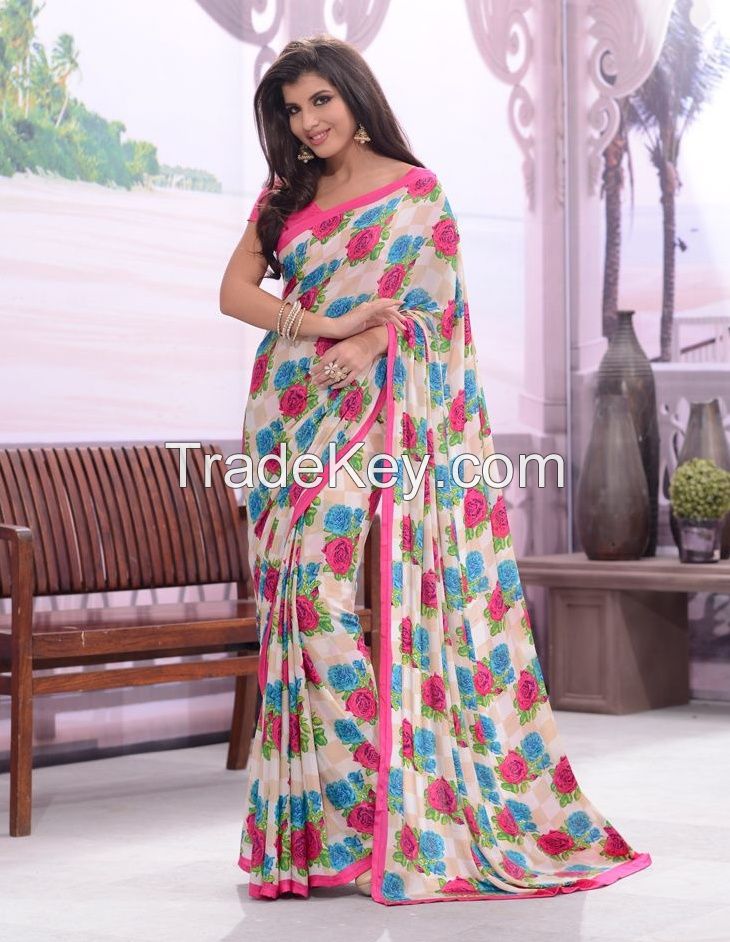 Crepe sarees for office wear