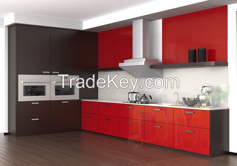 Contemporary kitchen furniture dark brown kitchen cabinet with large kitchen island