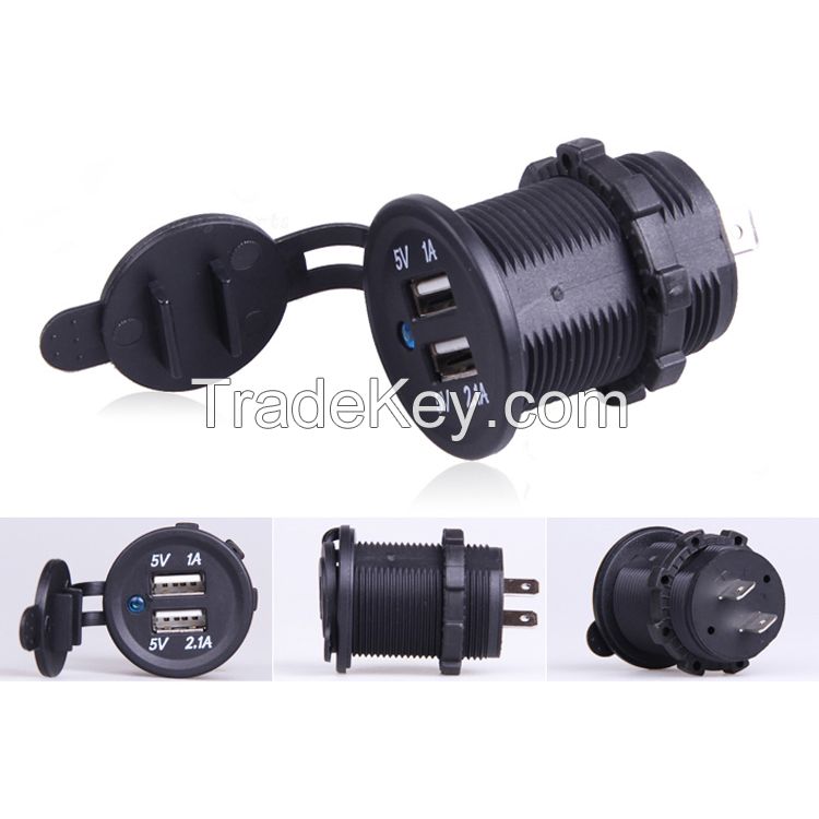 Dual USB Motorcycle Cigarette Lighter Power Charger Adapter Socket