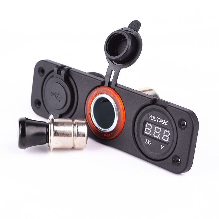 Dual USB Adapter Charger Digital Voltmeter Cigarette Lighter Sockets