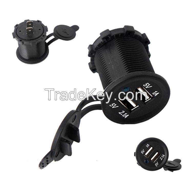 Dual USB Motorcycle Cigarette Lighter Power Charger Adapter Socket