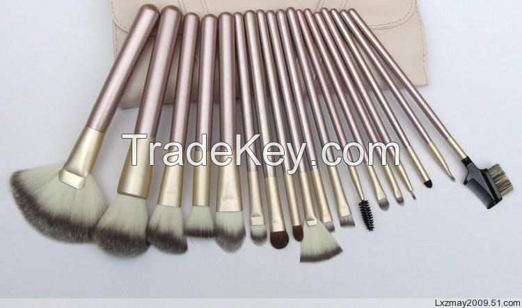 High quality 12pcs Gold-colored makeup brush set with Soft PU bag