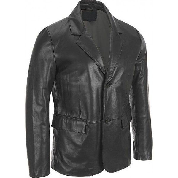 NOTCH COLLAR LEATHER BLAZER FOR MEN