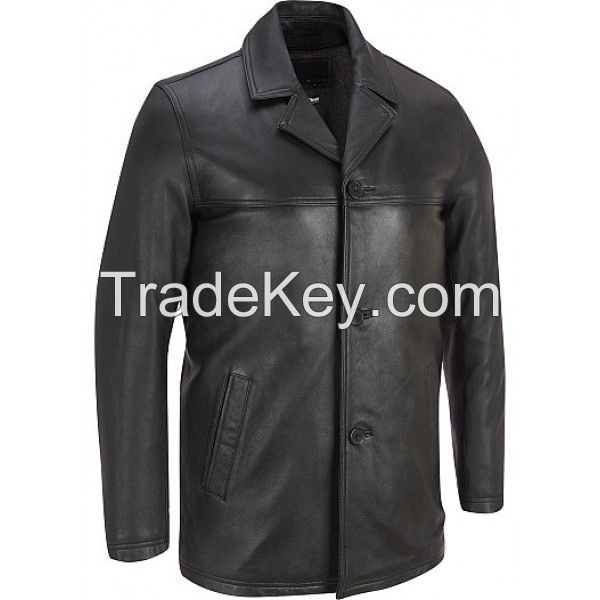 TRENDY SHIRT COLLAR LEATHER BLAZER