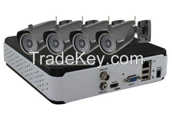 720P Wifi Onvif CCTV NVR System Wireless IP Camera Kit 4 CH NVR KITS