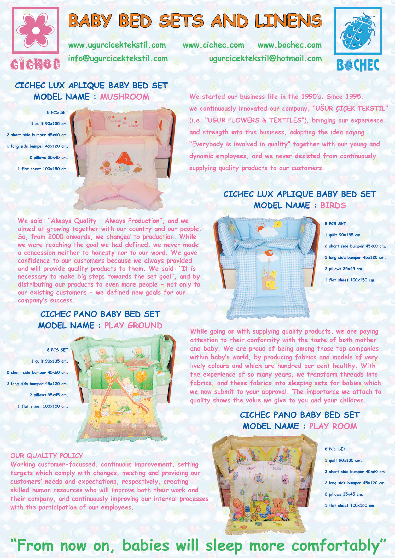 CICHEC BABY BED SETS