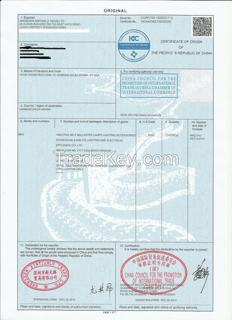 Certificate of origin Business certificate