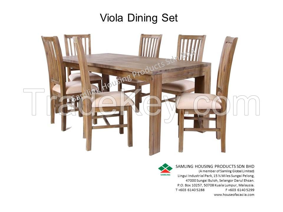 Viola Dining Set in Solid Acacia