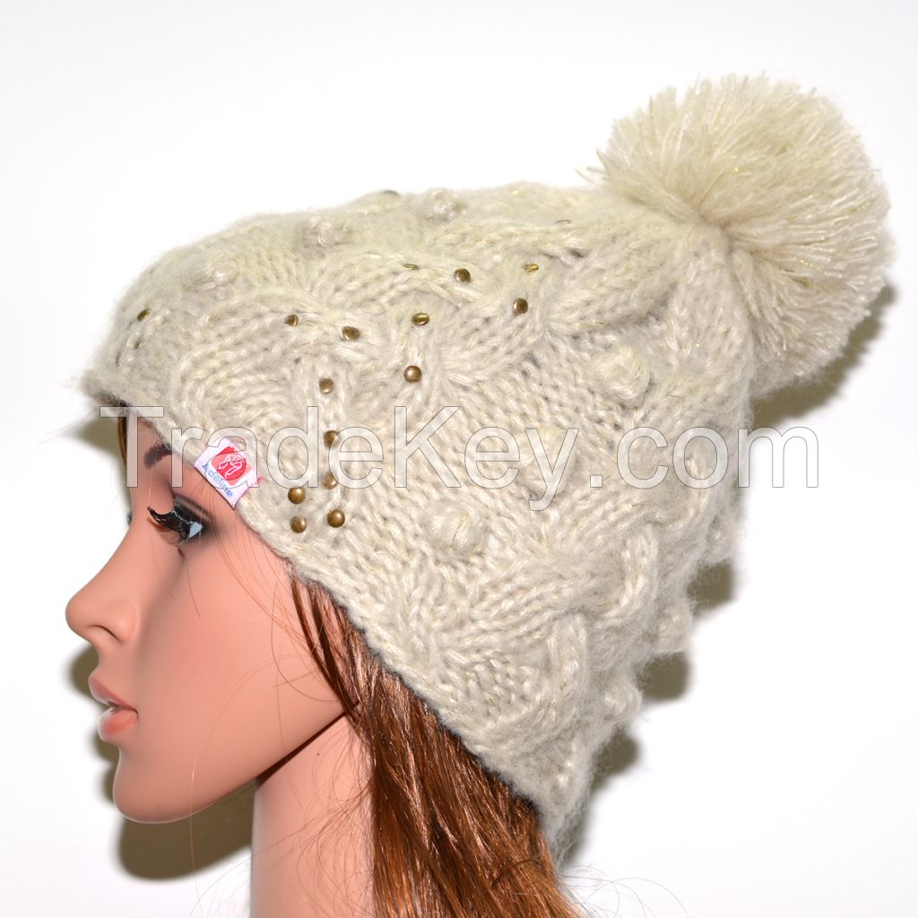 Handmade Winter Knitted Beanie for Lady's