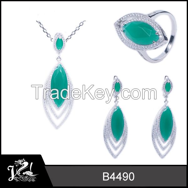 2015 fake emerald costume jewelry set from china