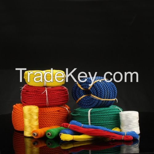 high quality Colored twisted high tenacity 3 strands pp rope