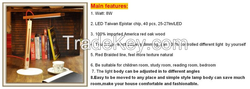 led wooden lamp table lamp 8w led desk lamp for studying/reading mordern and simple,comfortable and health