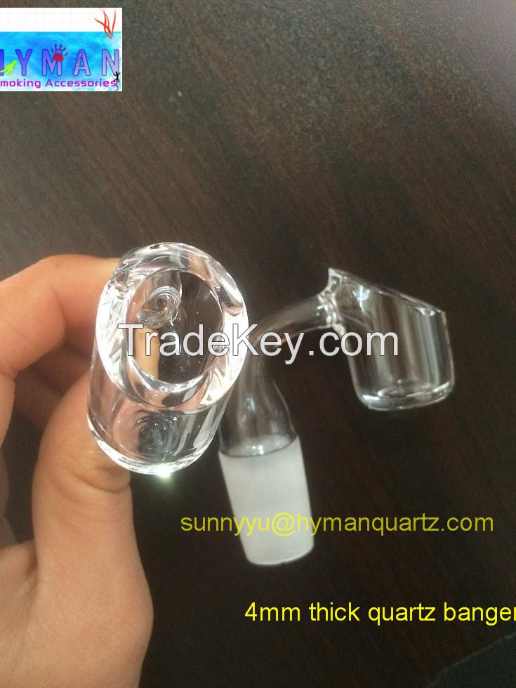 4mm thick quartz club banger nail domeless, super thick quartz nail, also sell colored quartz honey bucket nail with carb cap