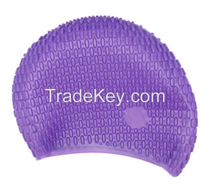 silicone swimming cap with particles