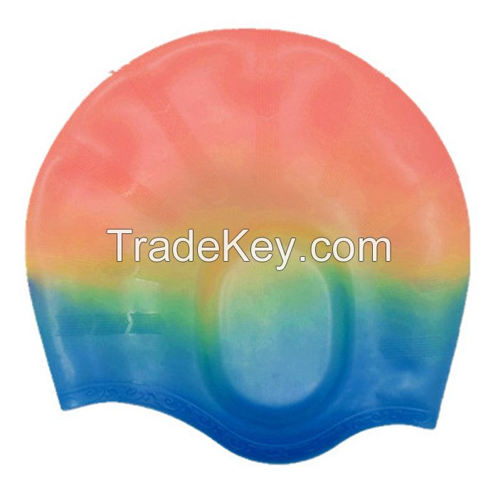 Ear protection swimming cap with custom printed SC-6-2