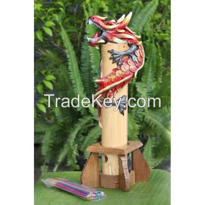 Bamboo Red Dragon Incense Holder