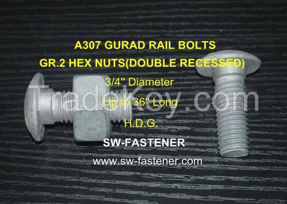 A307 Guard Rail Bolts GR.2 Hex Nuts(Double Recessed)