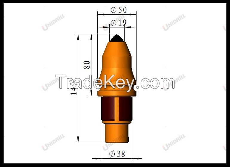 B47K19LK80-HFoundation Drilling Tool Conical Round Shank Bit Tungsten Carbide Tipped Betek Cutter Teeth Rotary Machine Chisels