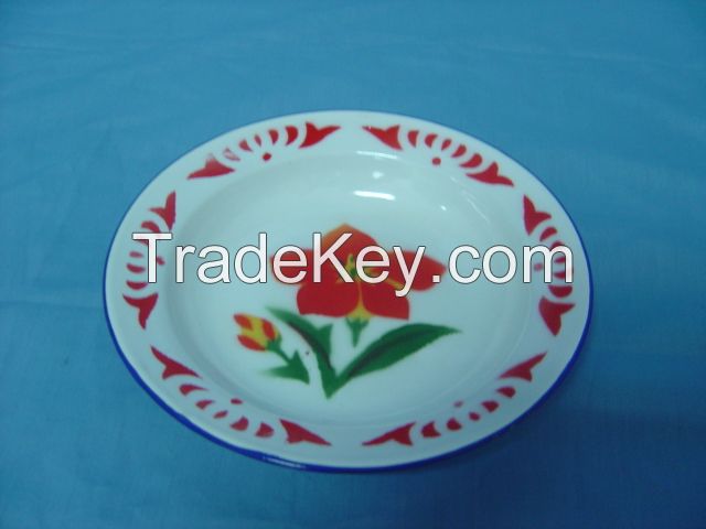 Hot sale enamel round tray soup plate dinnerware