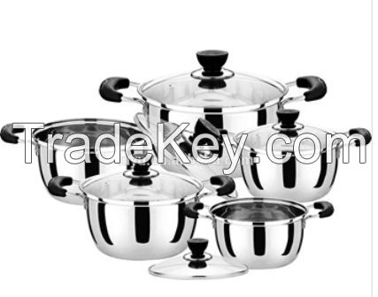 Hot 16-20cm 6PCS Set Stainless Steel Sauce Pot Cookware with glass lid