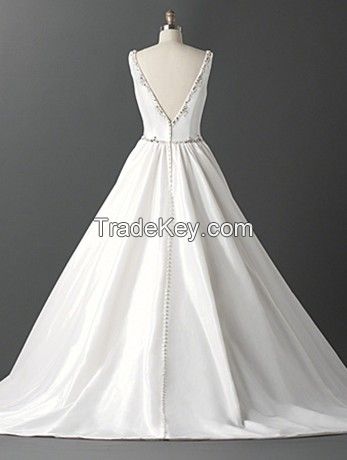 Satin Style Wedding Dress Hot Sale A-Line Bridal Gown Floor-Length