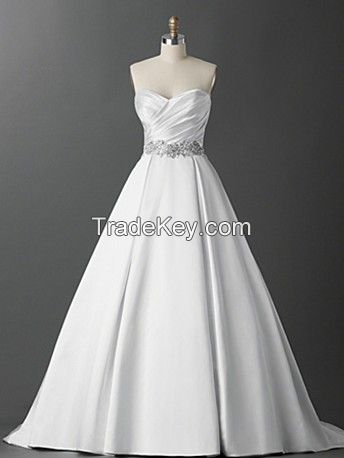 Satin Style Wedding Dress Hot Sale A-Line Bridal Gown Floor-Length