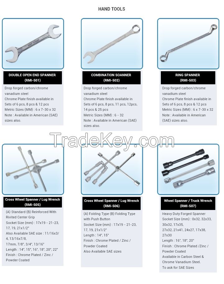 Auto Parts, Hand tools, Casting, Scaffolding & channel fittings