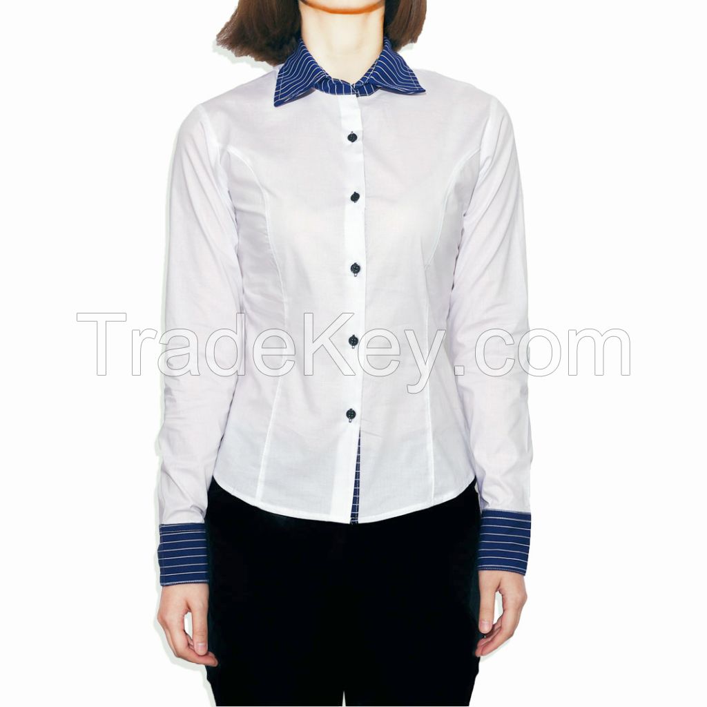 Dot color matching poplin long sleeve shirts