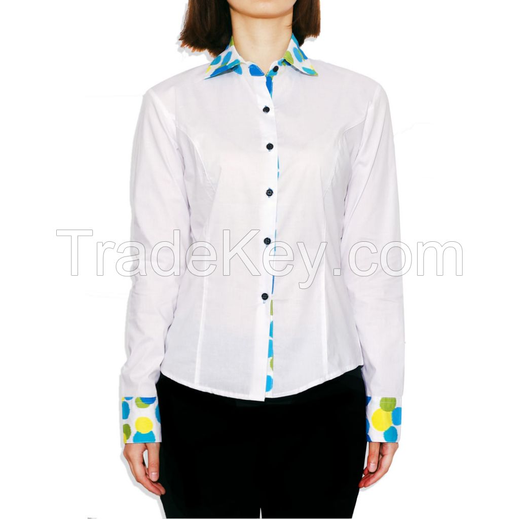 The circle color matching long sleeve poplin shirt