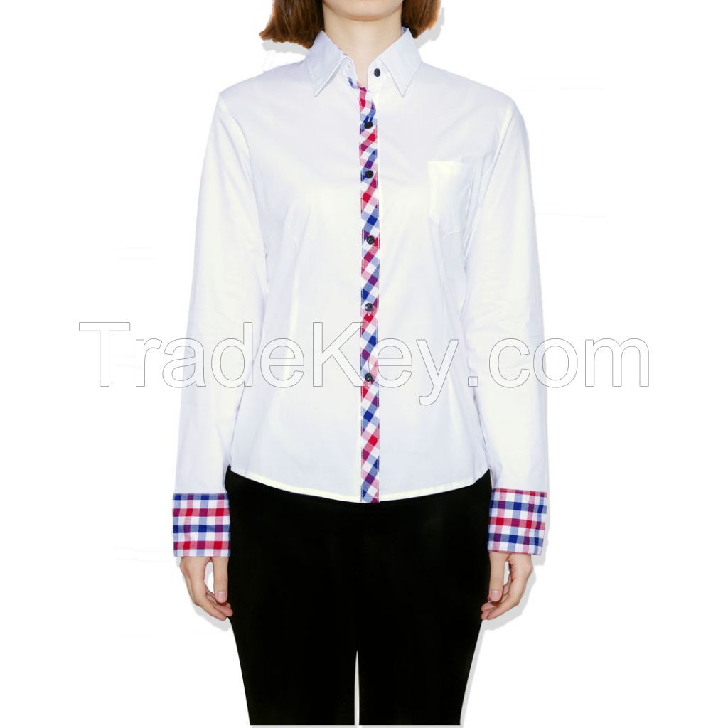 Checkered color matching single side pocket long sleeve shirts