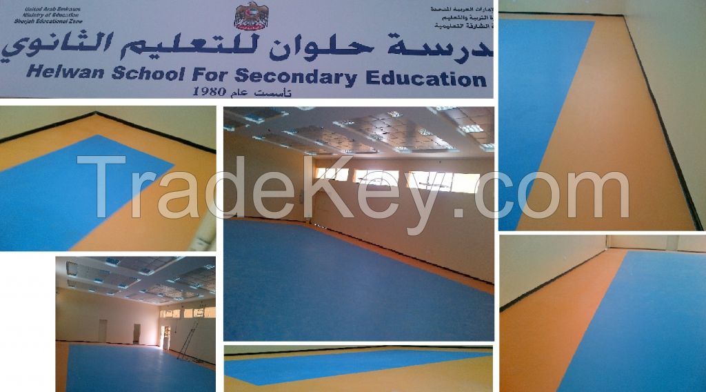 PVC Vinyl Flooring. Applications in school, office, gym, hotel and hospitals.