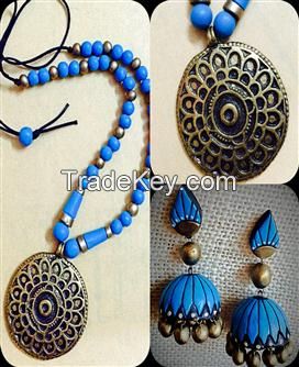 Blue and Gold with Brass pendant