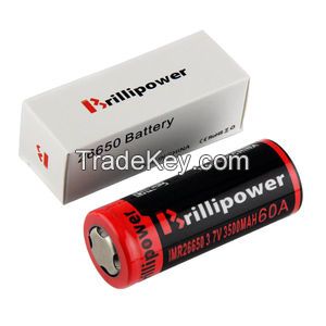 Brillipower Black IMR26650 3500mAh 3.7V LI-MN Rechargeable Battery , BUTTON Top ,60A High