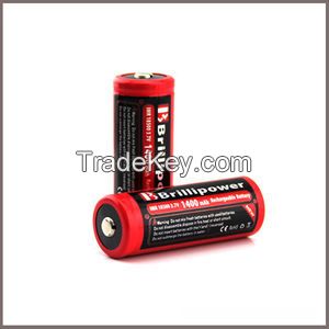 Brillipower IMR18500 3.7V 1400MAH Rechargeable Battery Flat Top