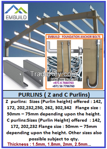 Z Purlins / C Purlins / Cold formed purlins