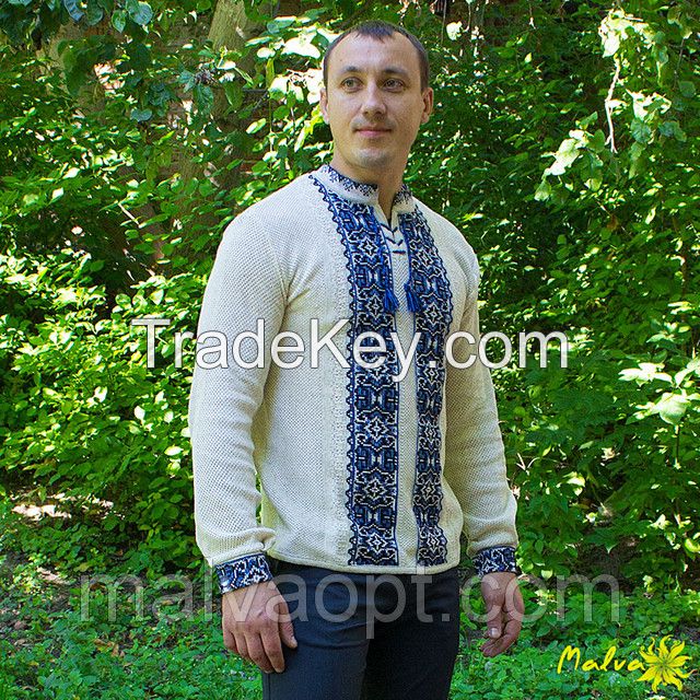 Ukrainian National Embroidered Men Shirt, Folk Style, Vyshyvanka, 100% Linen