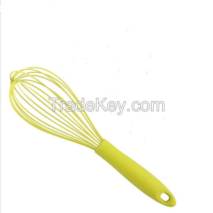 food grade non-stick colorful 12" silicone egg whisk with soft touch handle