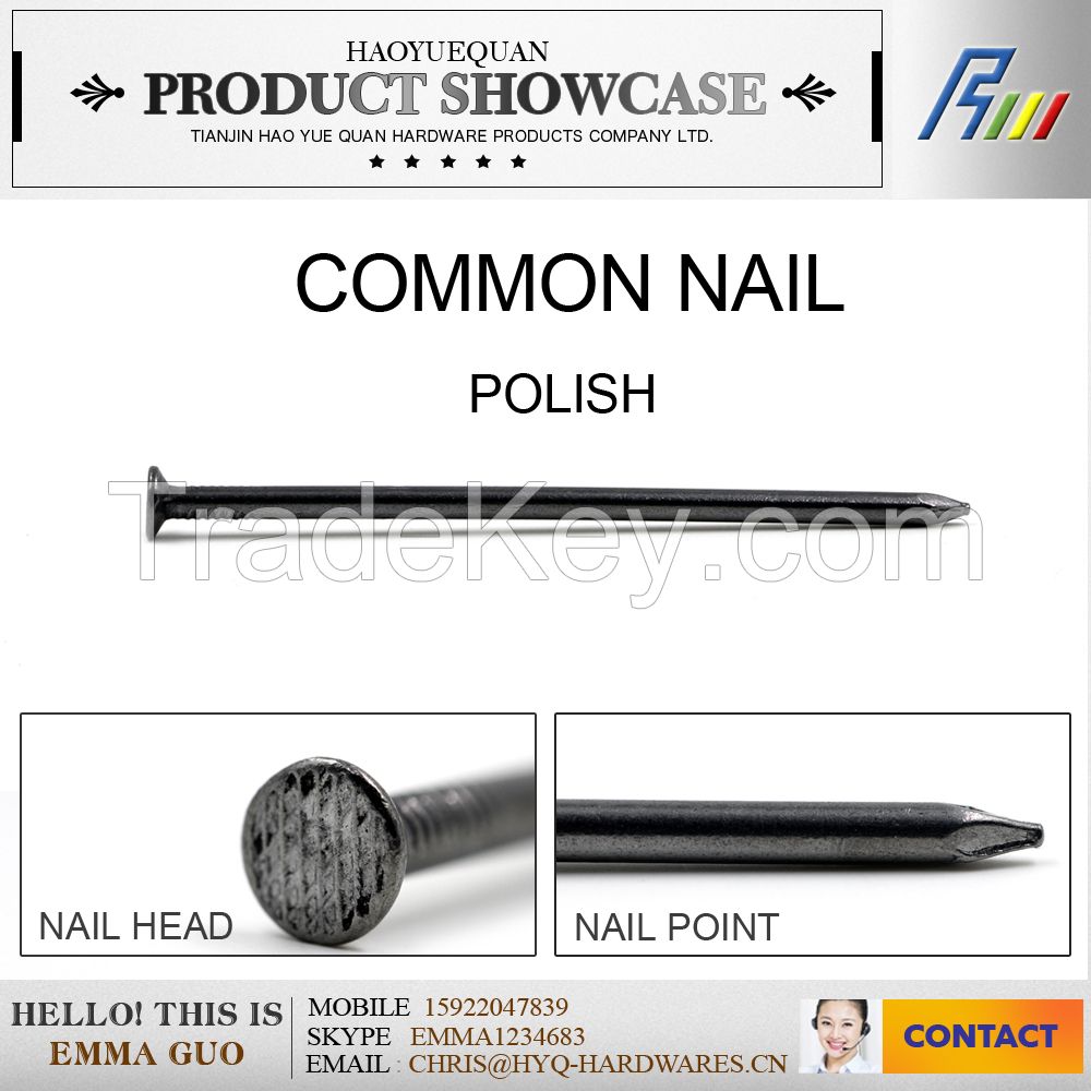 1.5-6.0mm 1-6inch high quality Q195 polish common nail/construction nail made in china plant