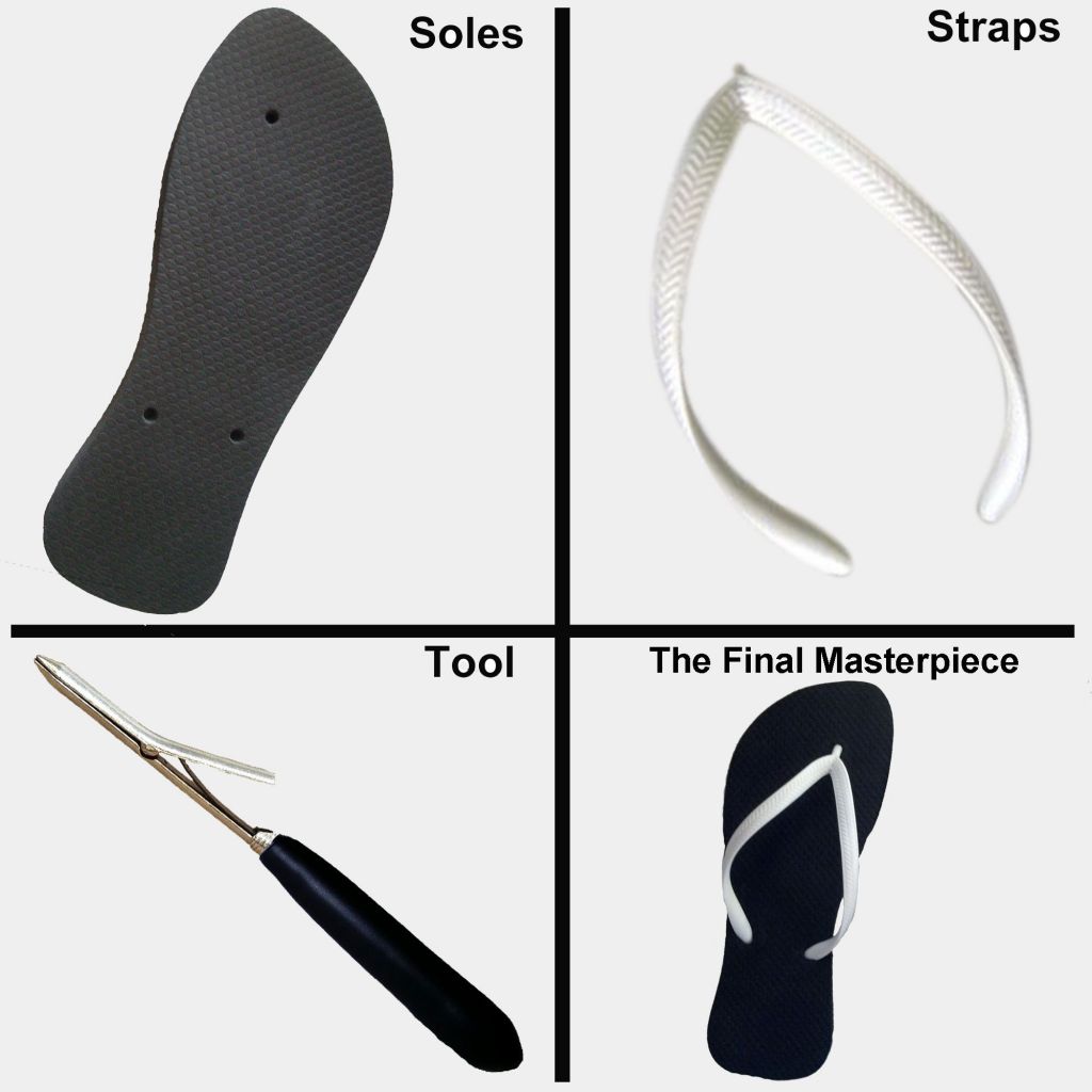 Unassembled Flip Flops (soles and straps)